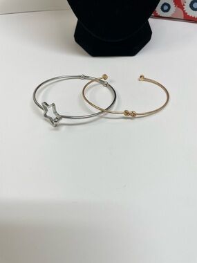 Plunder Silver and Gold Star & Knot Bangle Bracelet Set. (Pick One)